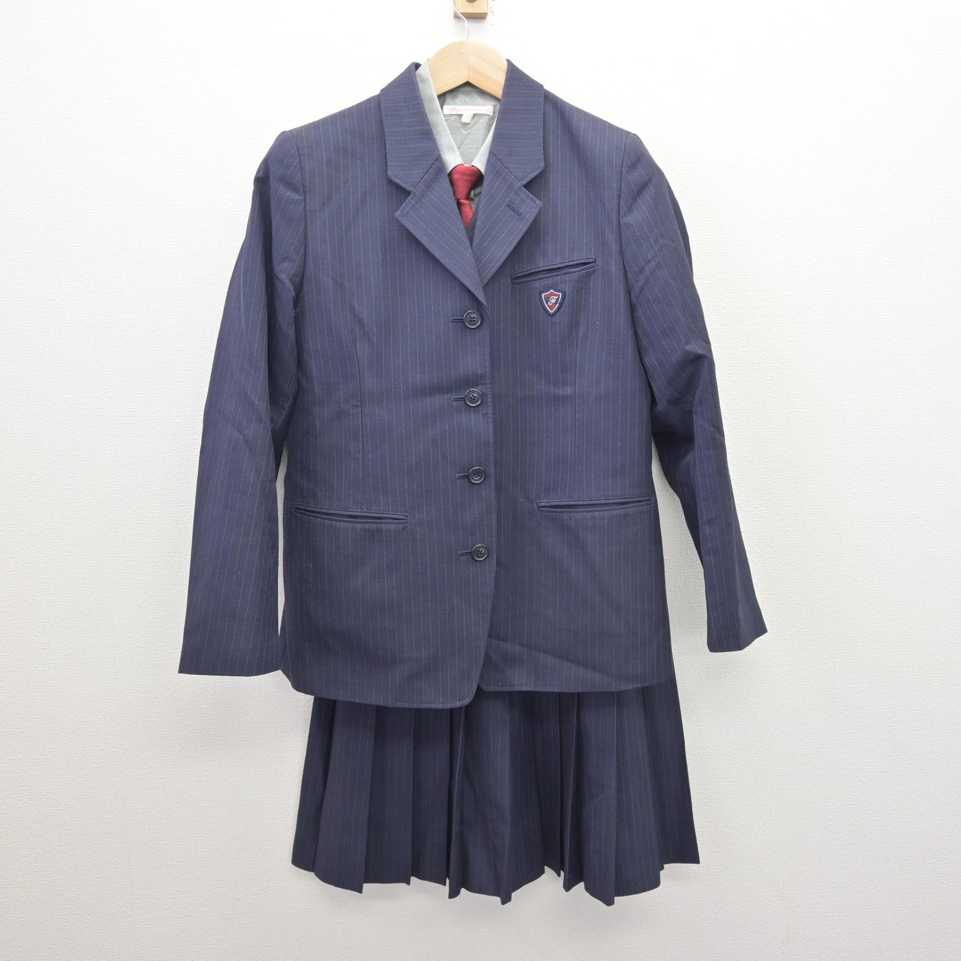 【中古】愛知県 藤ノ花女子高等学校 女子制服 5点 (ブレザー・ベスト・シャツ・スカート) sf120564
