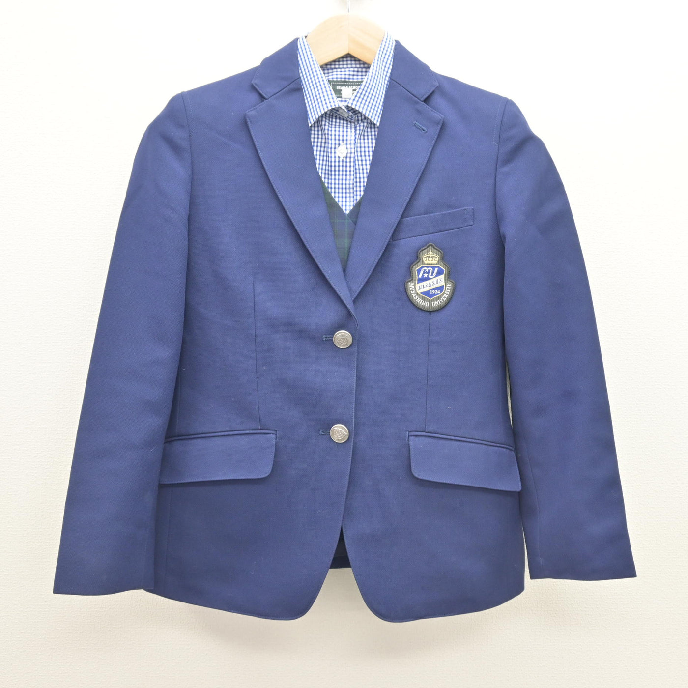 【中古】東京都 武蔵野大学高等学校 女子制服 3点 (ブレザー・ベスト・シャツ) sf120615