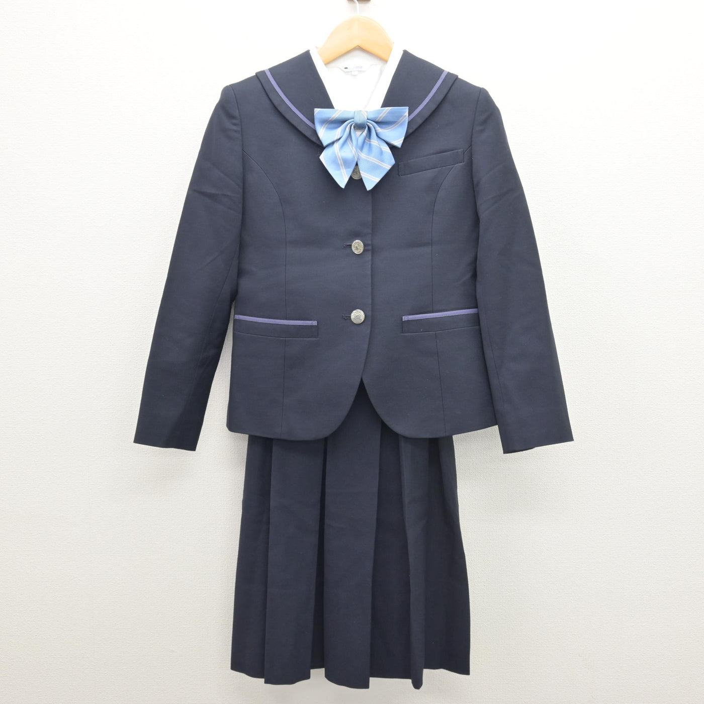 【中古】京都府 京都聖母学院中学校 女子制服 5点 (ブレザー・シャツ・ジャンパースカート) sf120626
