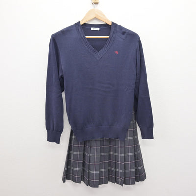 【中古】茨城県 水海道第二高等学校 女子制服 4点 (ブレザー・ニット・スカート) sf120642