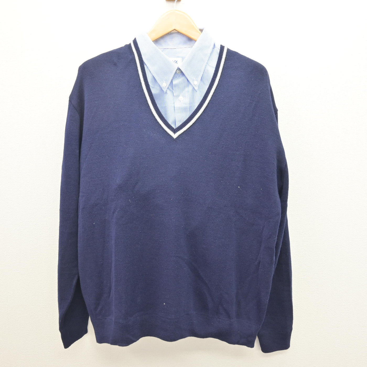 【中古】静岡県 沼津学園飛龍高等学校/旧制服 男子制服 3点 (ニット・シャツ) sf120694
