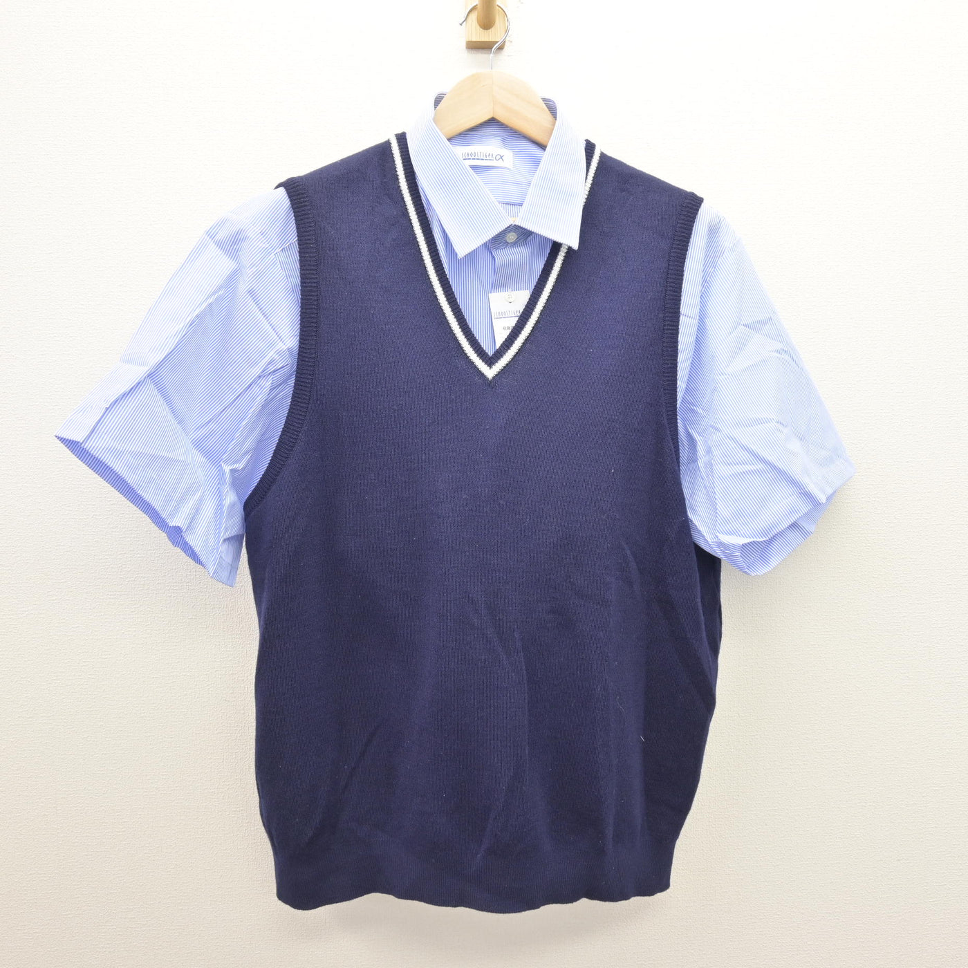 【中古】静岡県 沼津学園飛龍高等学校/旧制服 男子制服 2点 (ニットベスト・シャツ) sf120695