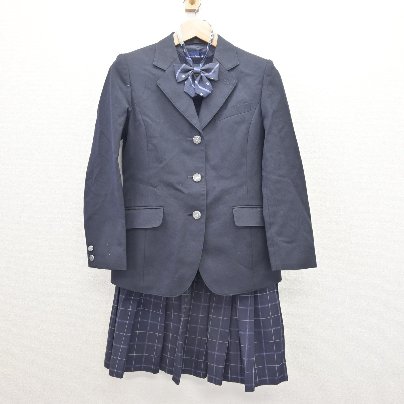 【中古】千葉県 生浜高等学校 女子制服 4点 (ブレザー・ニットベスト・スカート) sf120757