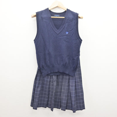 【中古】千葉県 生浜高等学校 女子制服 4点 (ブレザー・ニットベスト・スカート) sf120757