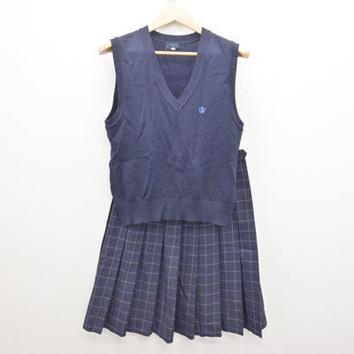 【中古】千葉県 生浜高等学校 女子制服 4点 (ブレザー・ニットベスト・スカート) sf120758