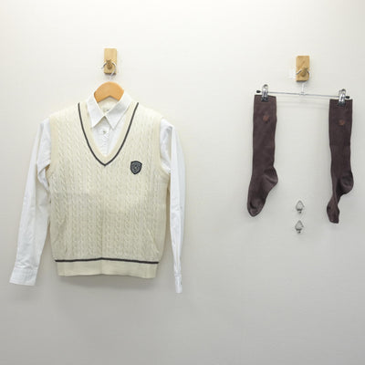 【中古】長野県 松商学園高等学校 女子制服 3点 (ニットベスト・シャツ) sf120790