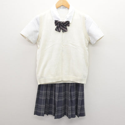【中古】長野県 松本秀峰中等教育学校 女子制服 4点 (ニットベスト・シャツ・スカート) sf120802