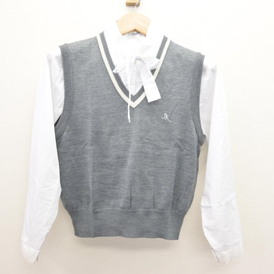 【中古】福岡県 福岡海星女子学院高等学校 女子制服 2点 (ニットベスト・シャツ) sf120904