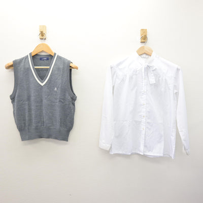 【中古】福岡県 福岡海星女子学院高等学校 女子制服 2点 (ニットベスト・シャツ) sf120904
