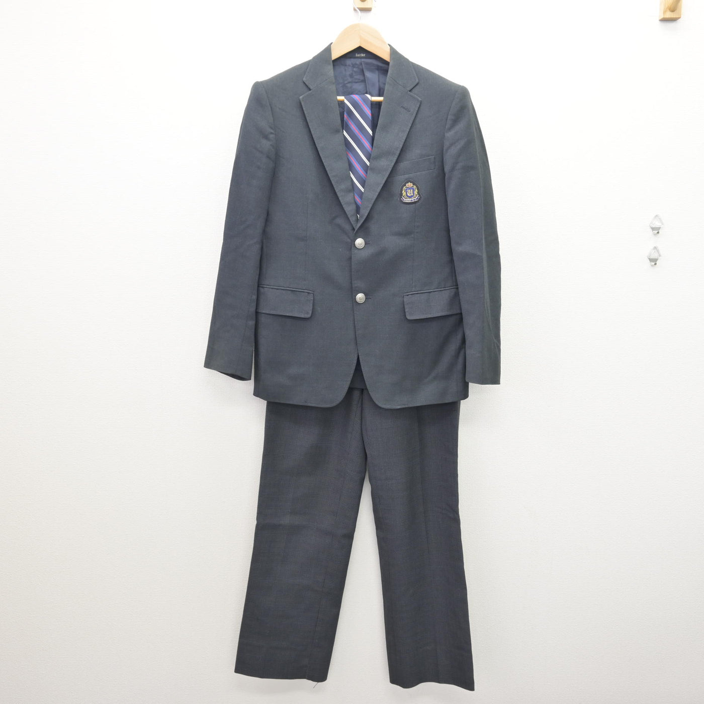 【中古】茨城県 牛久高等学校 男子制服 3点 (ブレザー・ズボン) sf120983