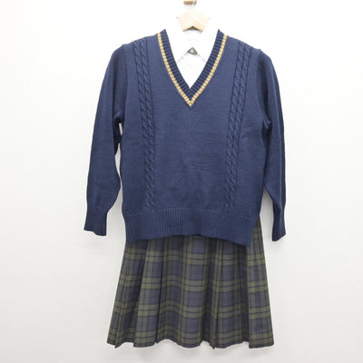 【中古】三重県 高田高等学校 女子制服 3点 (ニット・シャツ・スカート) sf121002