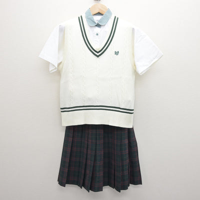 【中古】福島県 原町第一中学校 女子制服 3点 (ニットベスト・シャツ・スカート) sf121012
