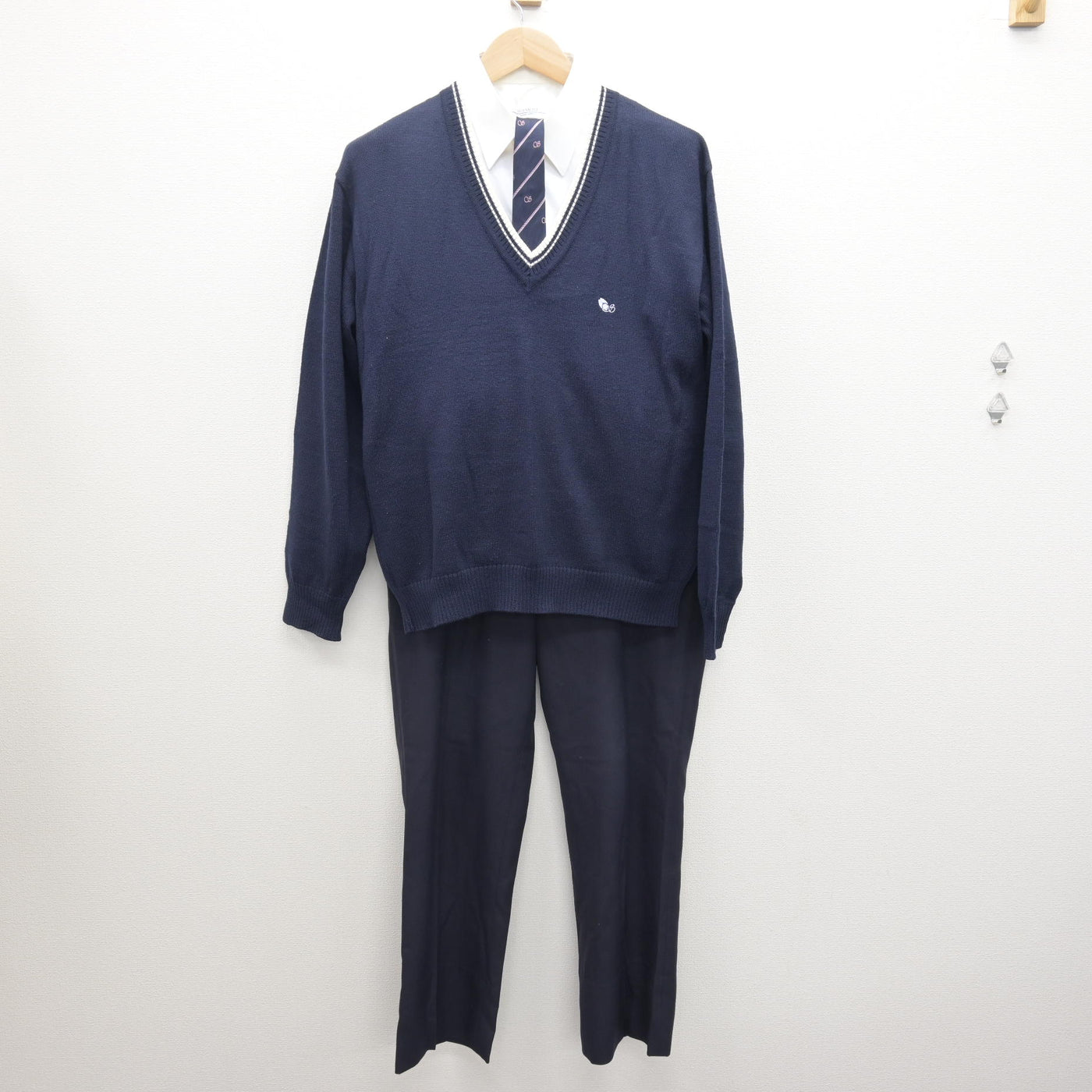 中古】大阪府 桜塚高等学校 男子制服 5点 (ブレザー・ニット・シャツ 