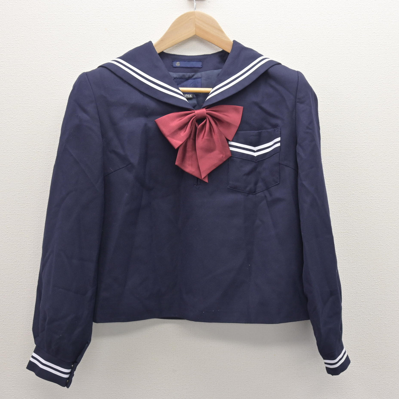 【中古】岡山県 総社西中学校 女子制服 3点 (セーラー服・スカート) sf121246