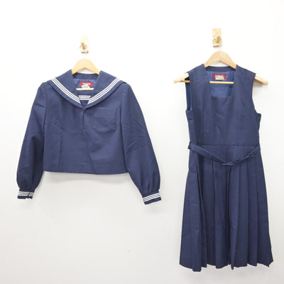 【中古】茨城県 緑岡中学校 女子制服 2点 (セーラー服・ジャンパースカート) sf121390