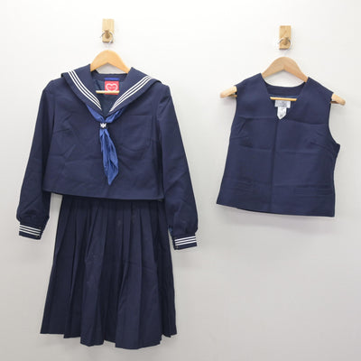【中古】鳥取県 高草中学校 女子制服 4点 (セーラー服・ベスト・スカート) sf121420