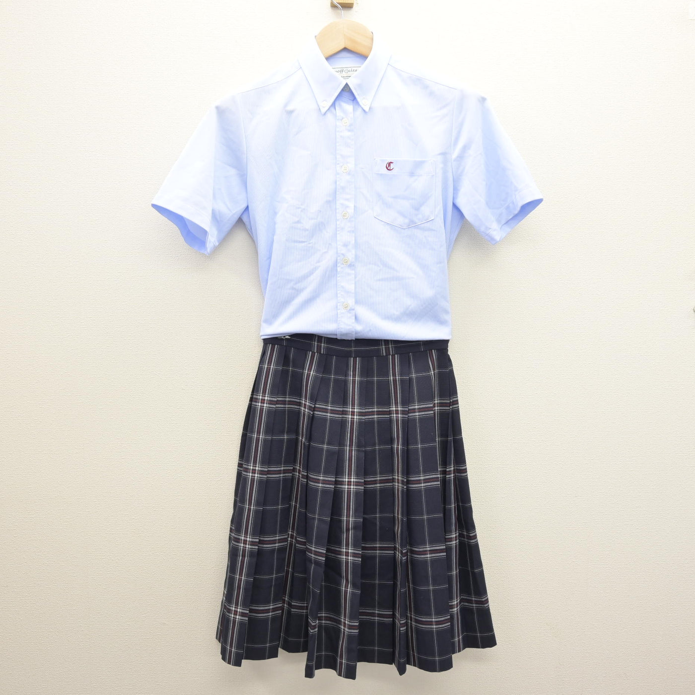 【中古】福岡県 筑前高等学校 女子制服 3点 (シャツ・スカート) sf121450