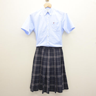 【中古】福岡県 筑前高等学校 女子制服 3点 (シャツ・スカート) sf121450