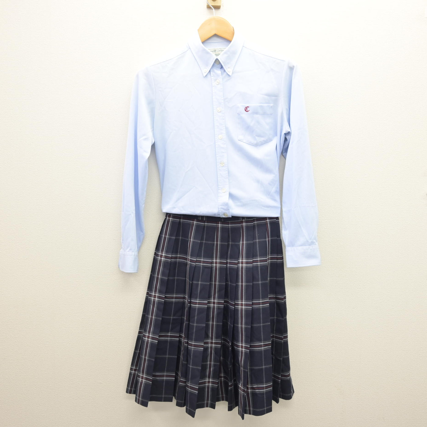 【中古】福岡県 筑前高等学校 女子制服 2点 (シャツ・スカート) sf121452