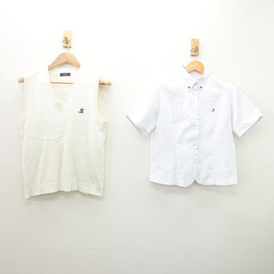 【中古】栃木県 作新学院高等学校 女子制服 2点 (ニットベスト・ブラウス) sf121456