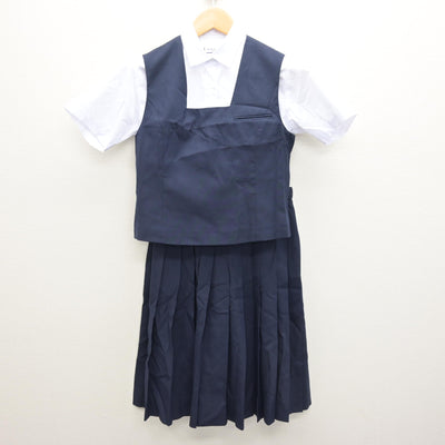 【中古】千葉県 柏中学校 女子制服 3点 (ベスト・シャツ・スカート) sf121578