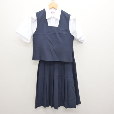 【中古】千葉県 柏中学校 女子制服 3点 (ベスト・シャツ・スカート) sf121579