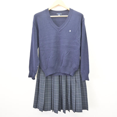 【中古】東京都 緑野中学校 女子制服 4点 (ブレザー・ニット・スカート) sf121778