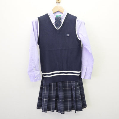 【中古】香川県 高松中央高等学校 女子制服 4点 (ニットベスト・シャツ・スカート) sf121884