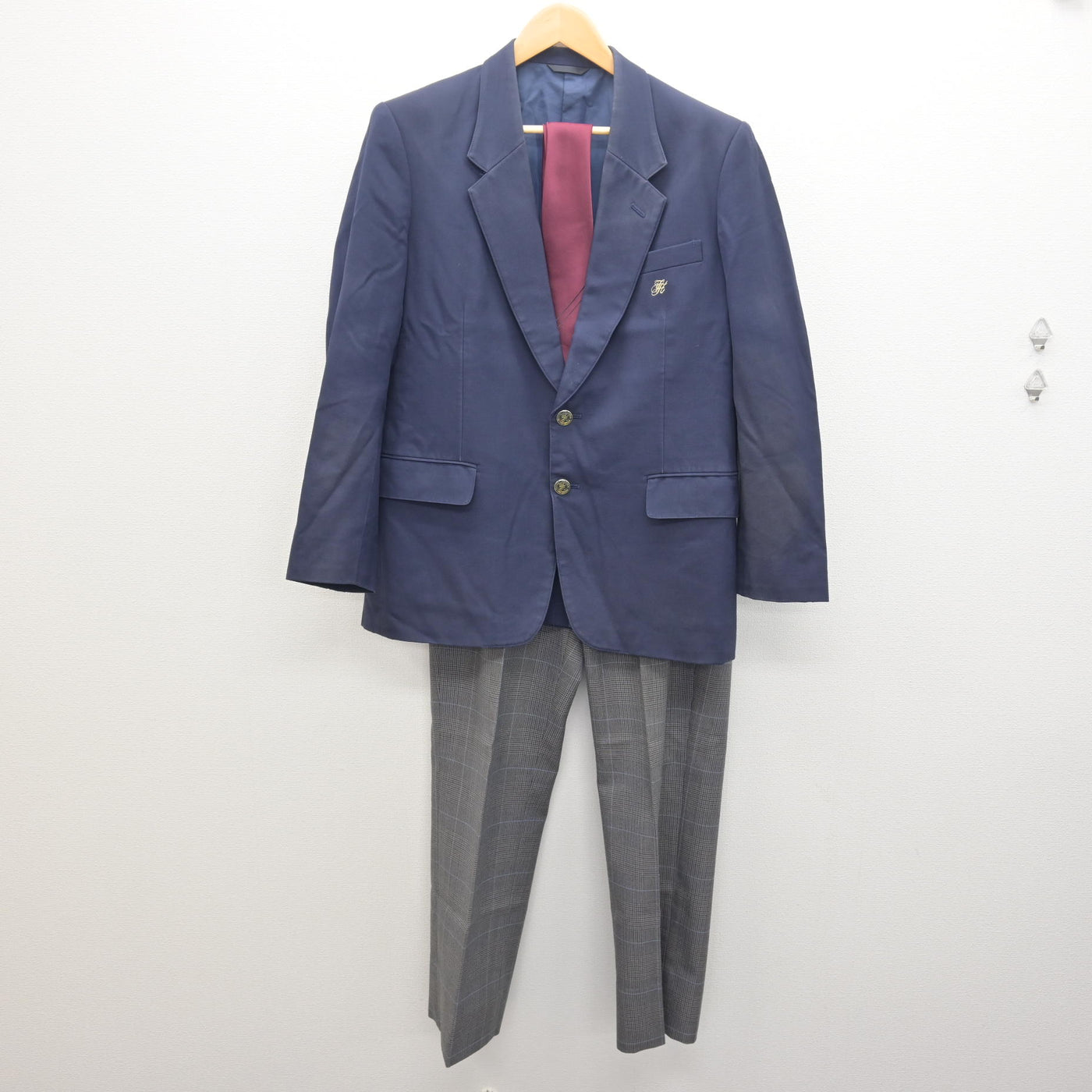 【中古】富山県 不二越工業高等学校 男子制服 3点 (ブレザー・ズボン) sf122001