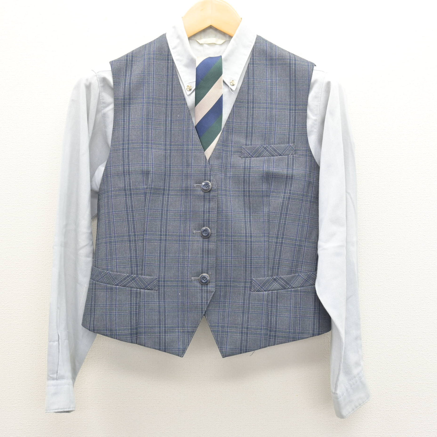 【中古】富山県 富山北部高等学校 女子制服 4点 (ブレザー・ベスト・シャツ) sf122003