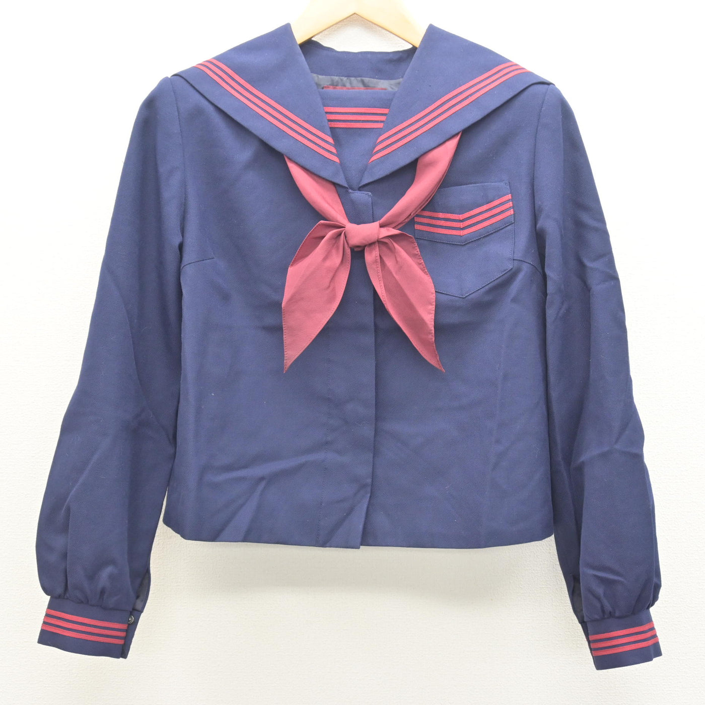 【中古】鹿児島県 天保山中学校 女子制服 3点 (セーラー服・ジャンパースカート) sf122009