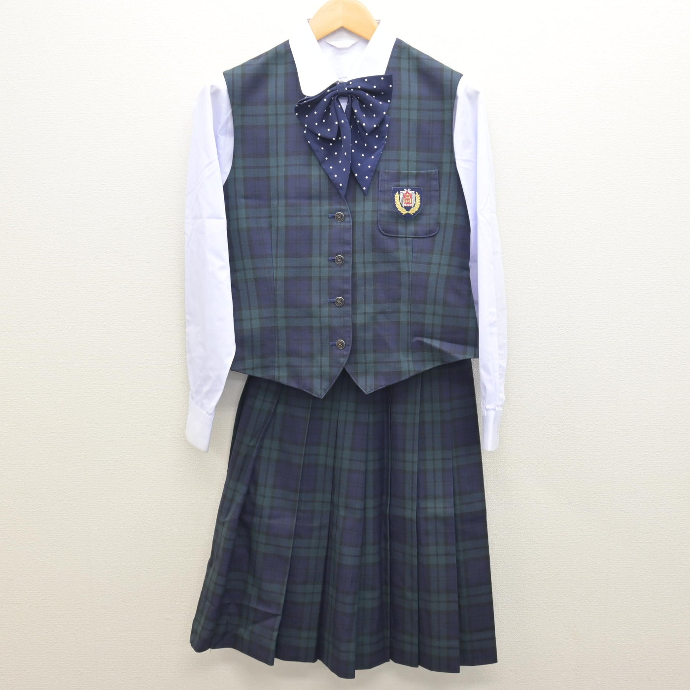 【中古】宮崎県 鵬翔高等学校 女子制服 5点 (ブレザー・ベスト・ブラウス・スカート) sf122010