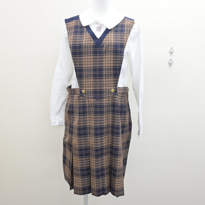 【中古】熊本県 秀岳館高等学校 女子制服 3点 (ブレザー・ジャンパースカート・ブラウス) sf122011