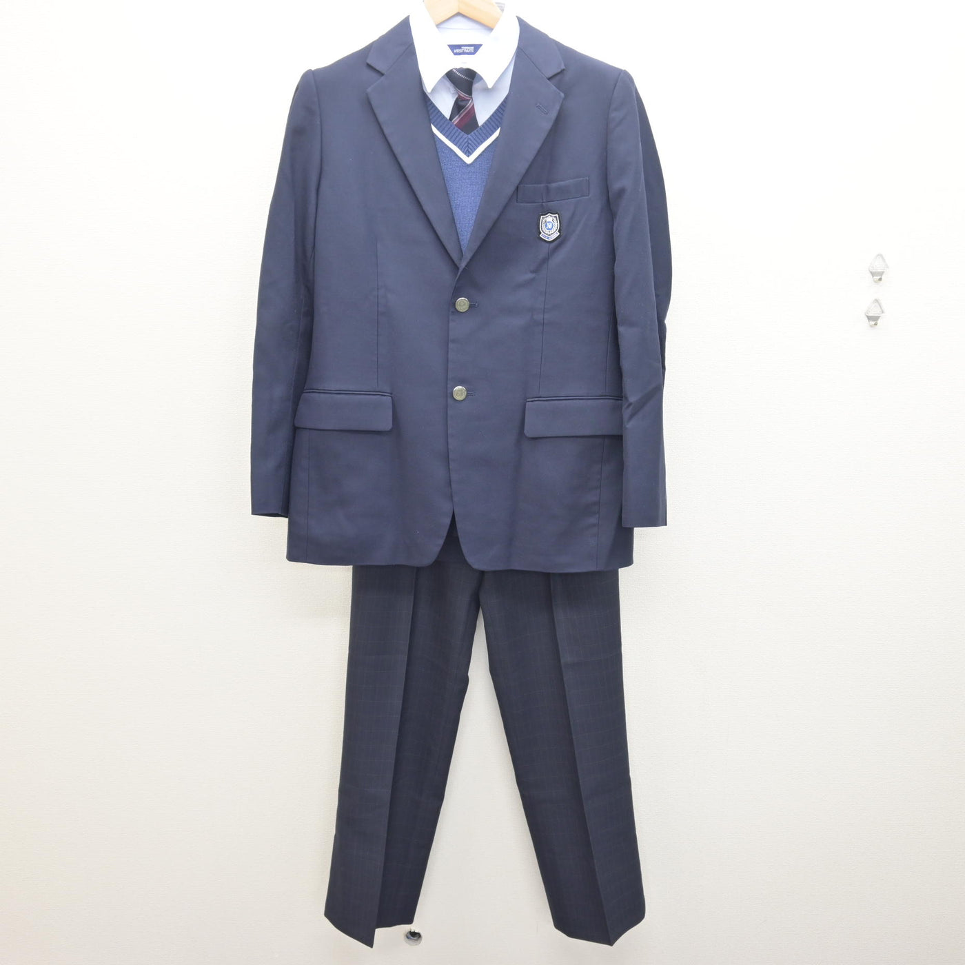 【中古】北海道 札幌英藍高等学校 男子制服 5点 (ブレザー・ニット・シャツ・ズボン) sf122080