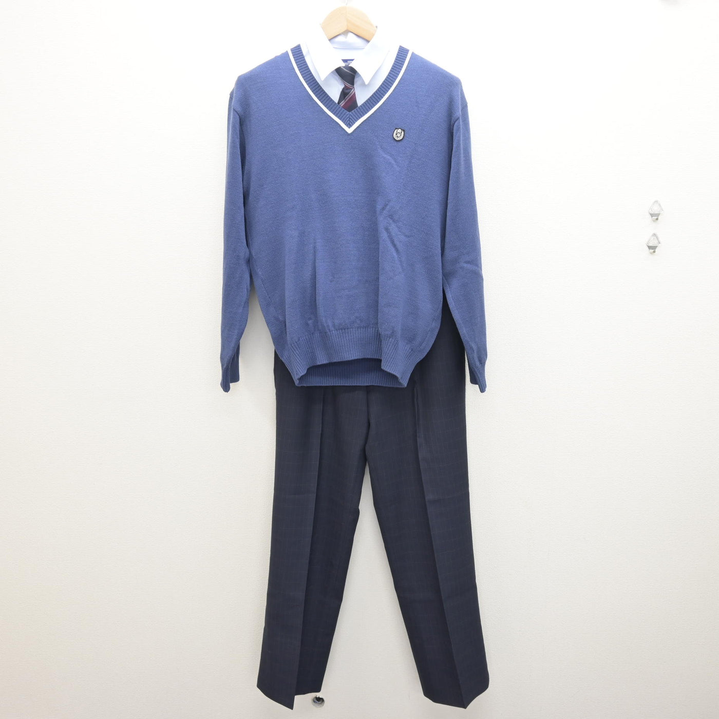 【中古】北海道 札幌英藍高等学校 男子制服 5点 (ブレザー・ニット・シャツ・ズボン) sf122080
