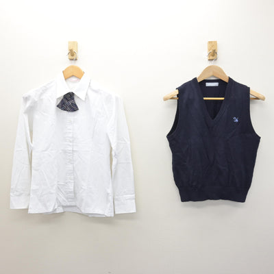 【中古】東京都 八雲学園中学校高等学校 女子制服 3点 (ニットベスト・シャツ) sf122143