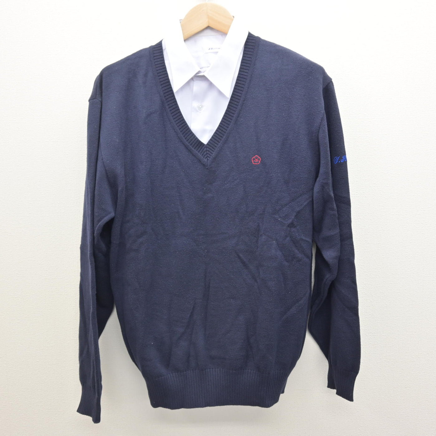 【中古】茨城県 水戸工業高等学校 男子制服 2点 (ニット・シャツ) sf122167