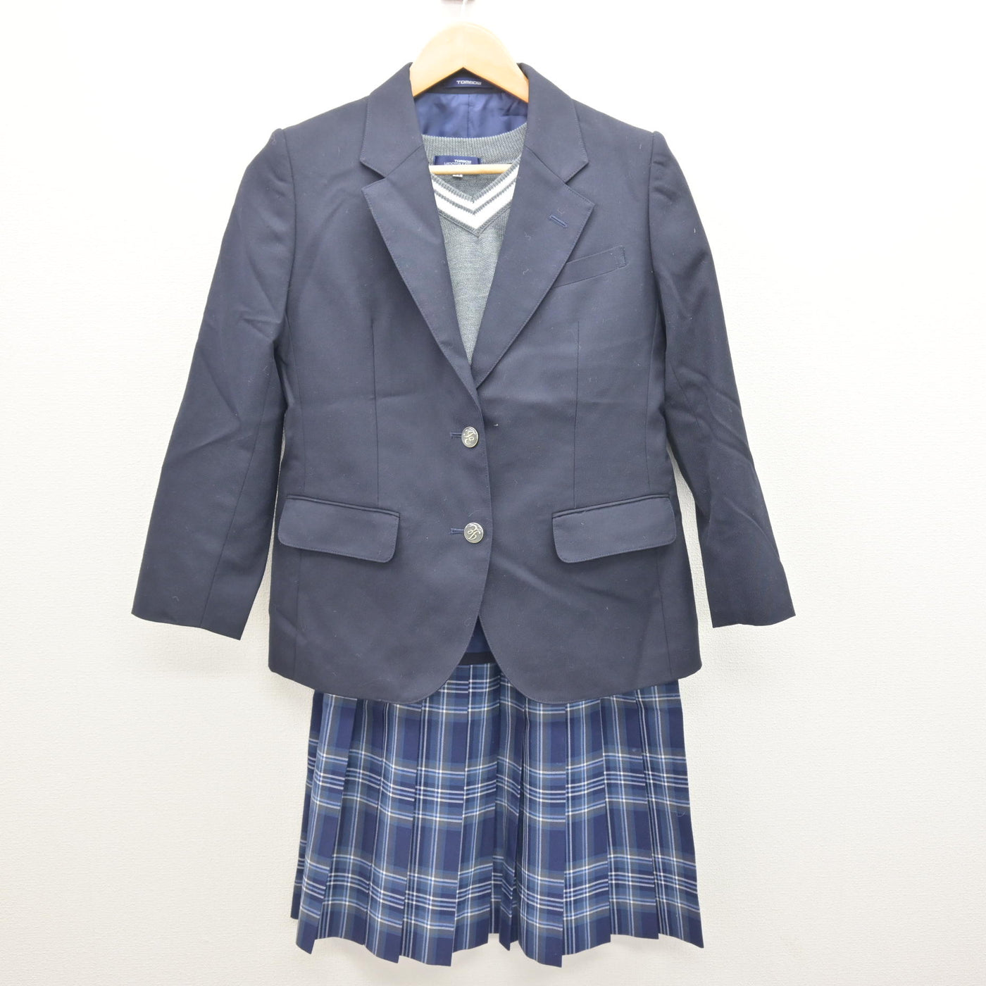 中古】愛媛県 今治東中等教育学校 女子制服 4点 (ブレザー・ニット