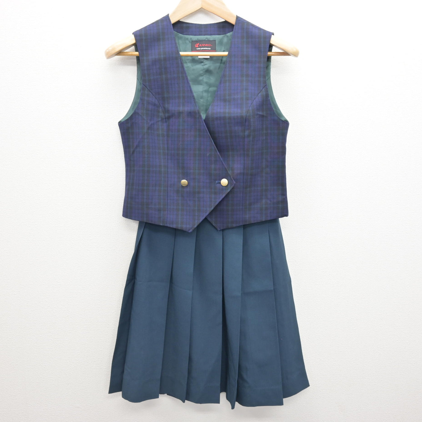 中古】兵庫県 猪名川中学校 女子制服 3点 (ベスト・ベスト・スカート 