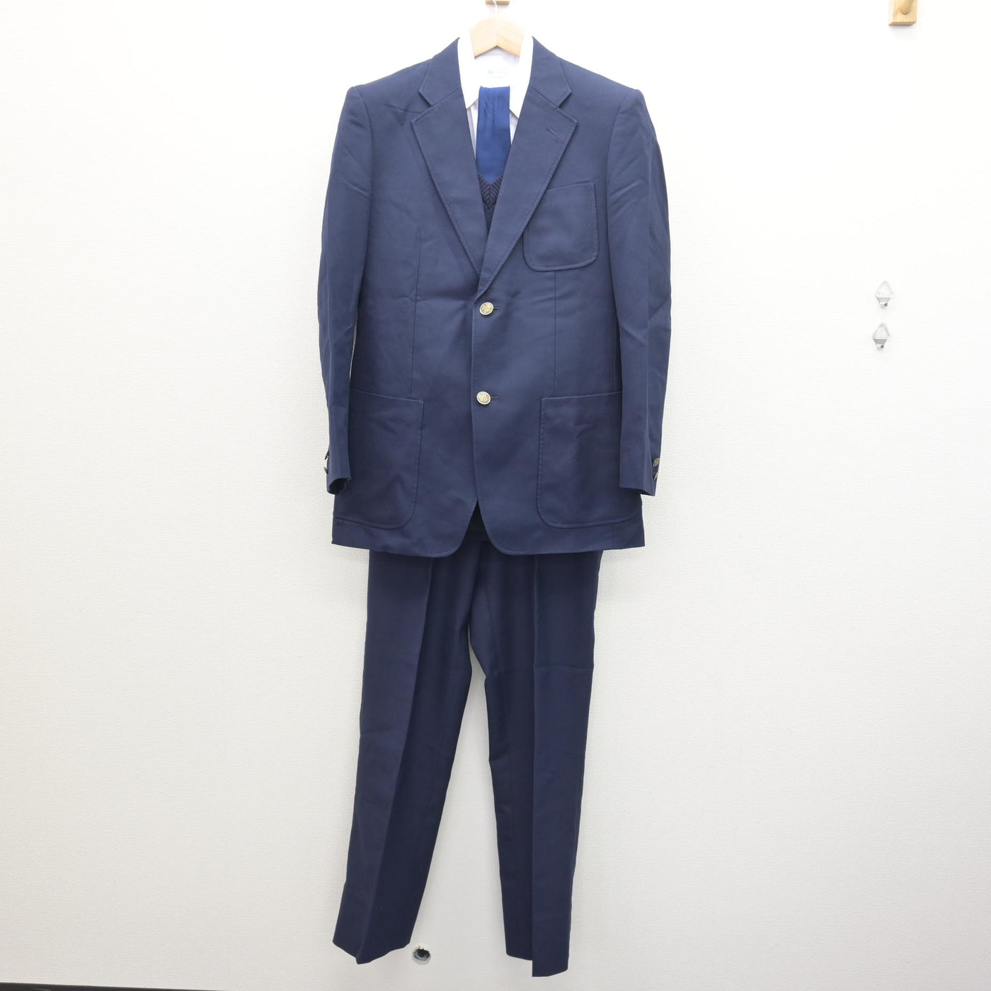中古】兵庫県 姫路飾西高等学校 男子制服 5点 (ブレザー・ニット 