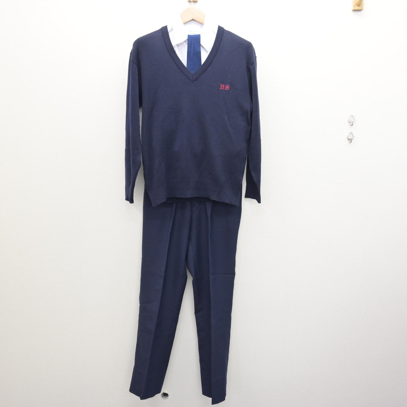 中古】兵庫県 姫路飾西高等学校 男子制服 5点 (ブレザー・ニット 