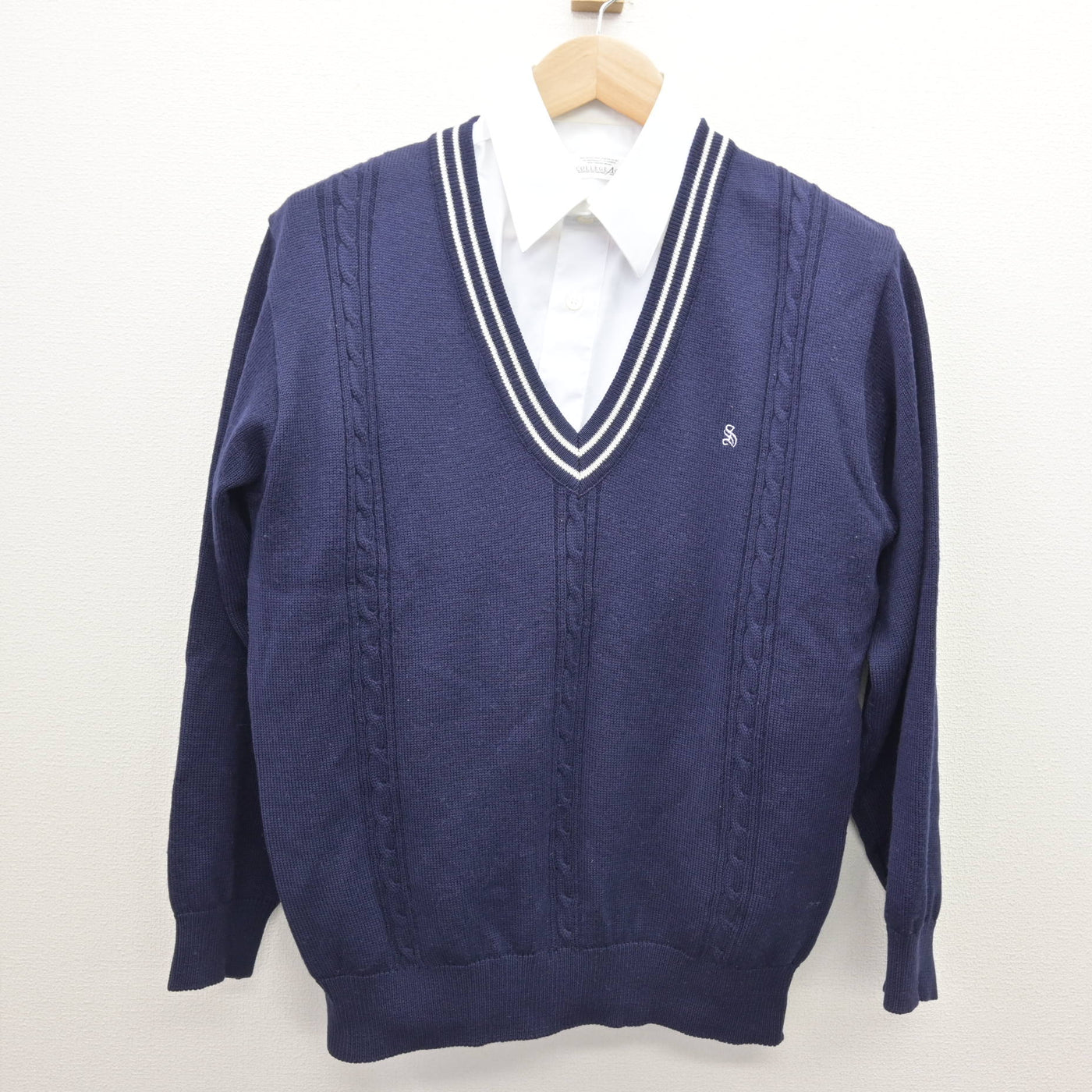 中古】福島県 福島成蹊中学校・高等学校 男子制服 2点 (ニット・シャツ