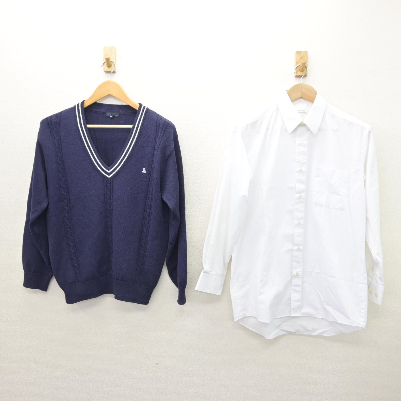 中古】福島県 福島成蹊中学校・高等学校 男子制服 2点 (ニット・シャツ 