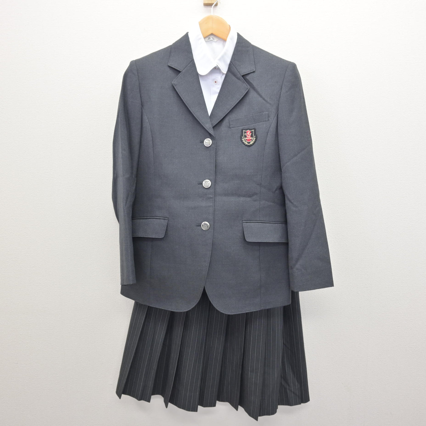 中古】兵庫県 明石城西高等学校 女子制服 3点 (ブレザー・シャツ 