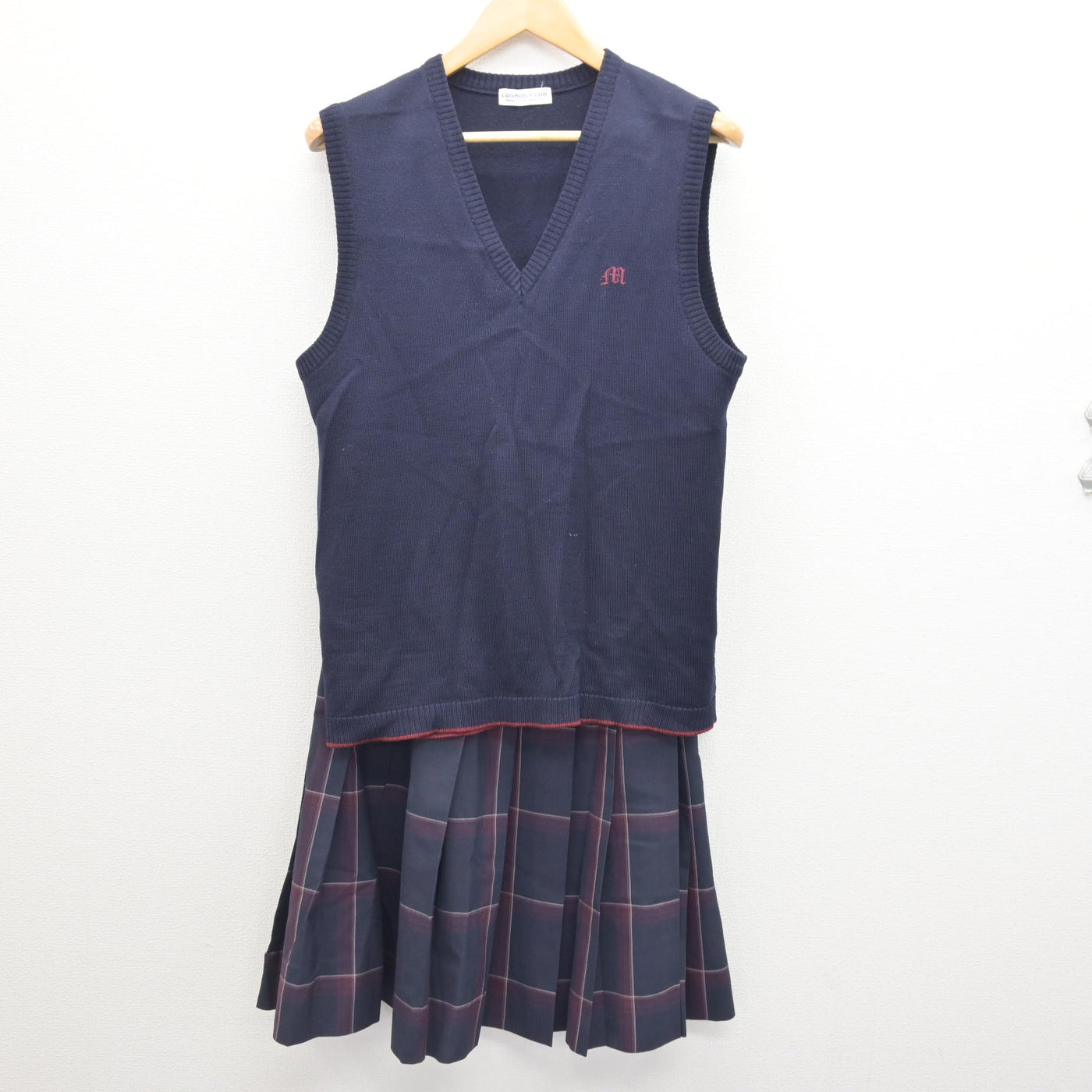 中古】熊本県 御船高等学校 女子制服 2点 (ニットベスト・スカート 中古】熊本県 御船高等学校 女子制服 2点 (ニットベスト・スカート