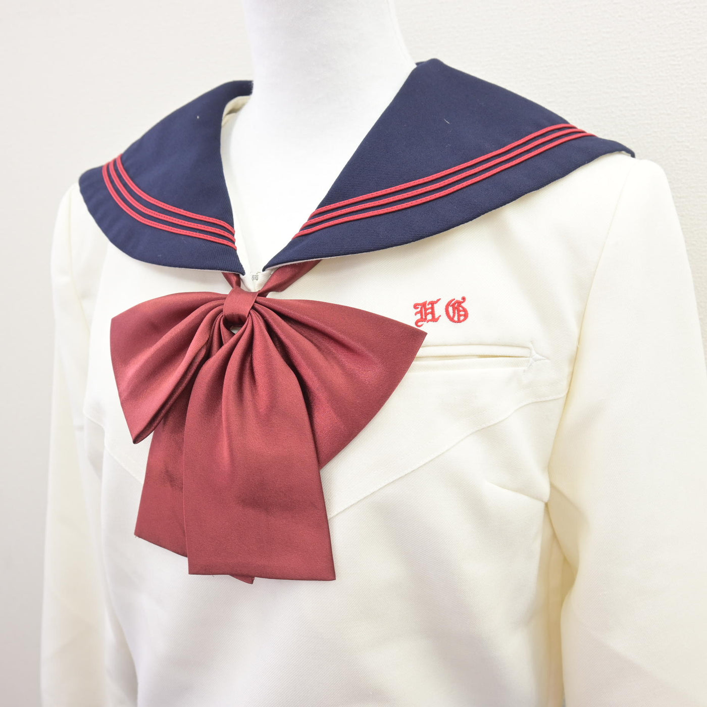 中古】福岡県 博多女子中学校 女子制服 3点 (セーラー服・ジャンパー