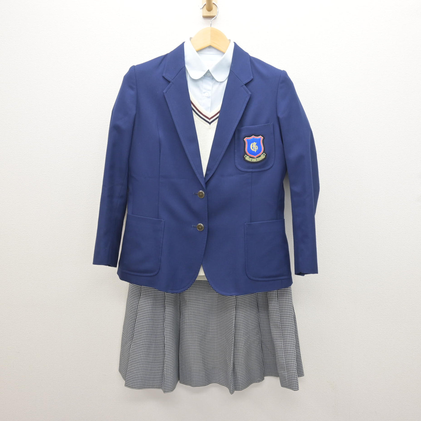 中古】岐阜県 郡上高等学校 女子制服 4点 (ブレザー・ニット・シャツ 