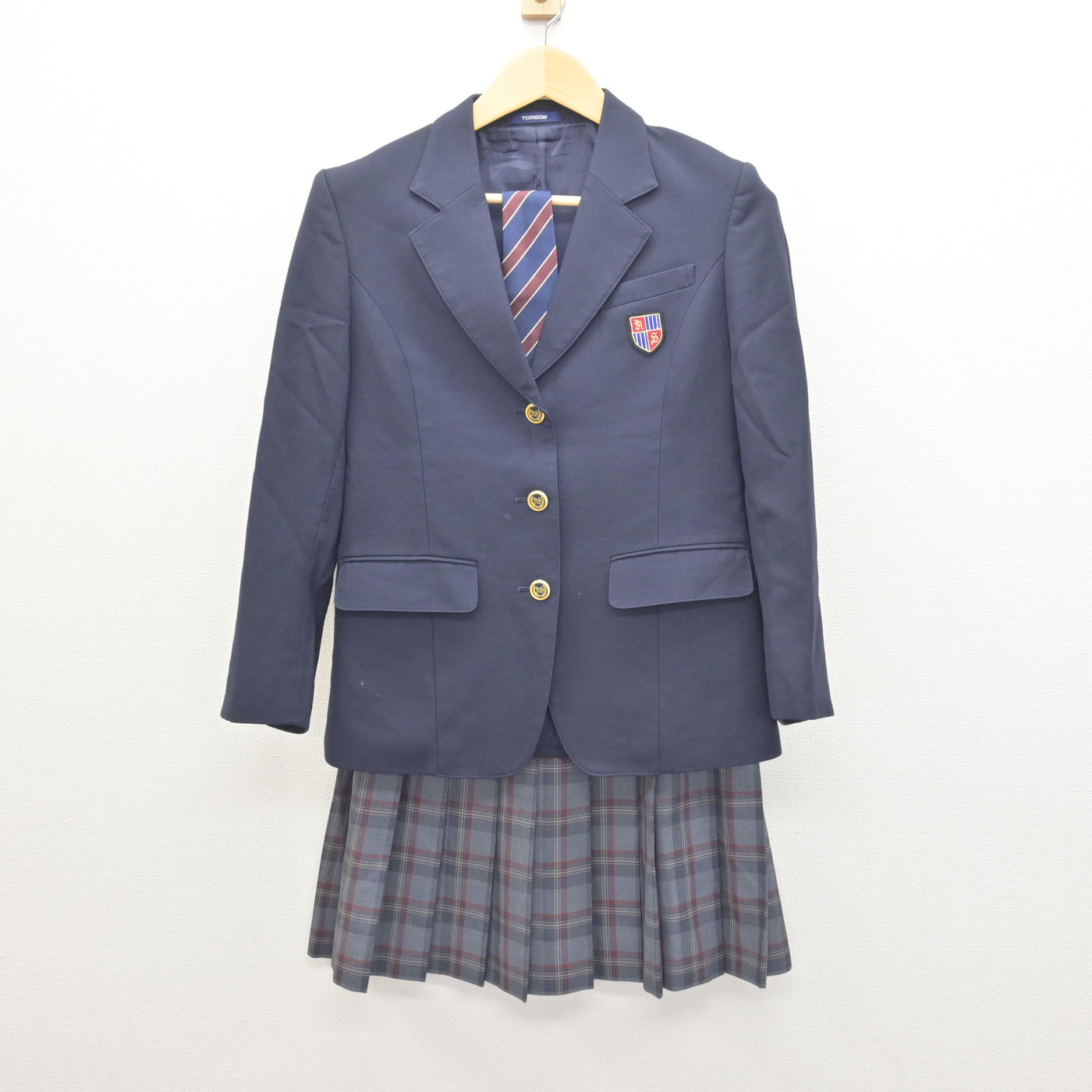 中古】大阪府 枚岡樟風高等学校 女子制服 5点 (ブレザー・スカート 