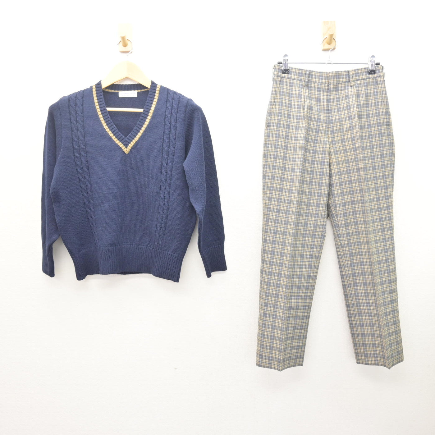 中古】三重県 高田学苑 高田中学校 男子制服 2点 (ニット・ズボン 