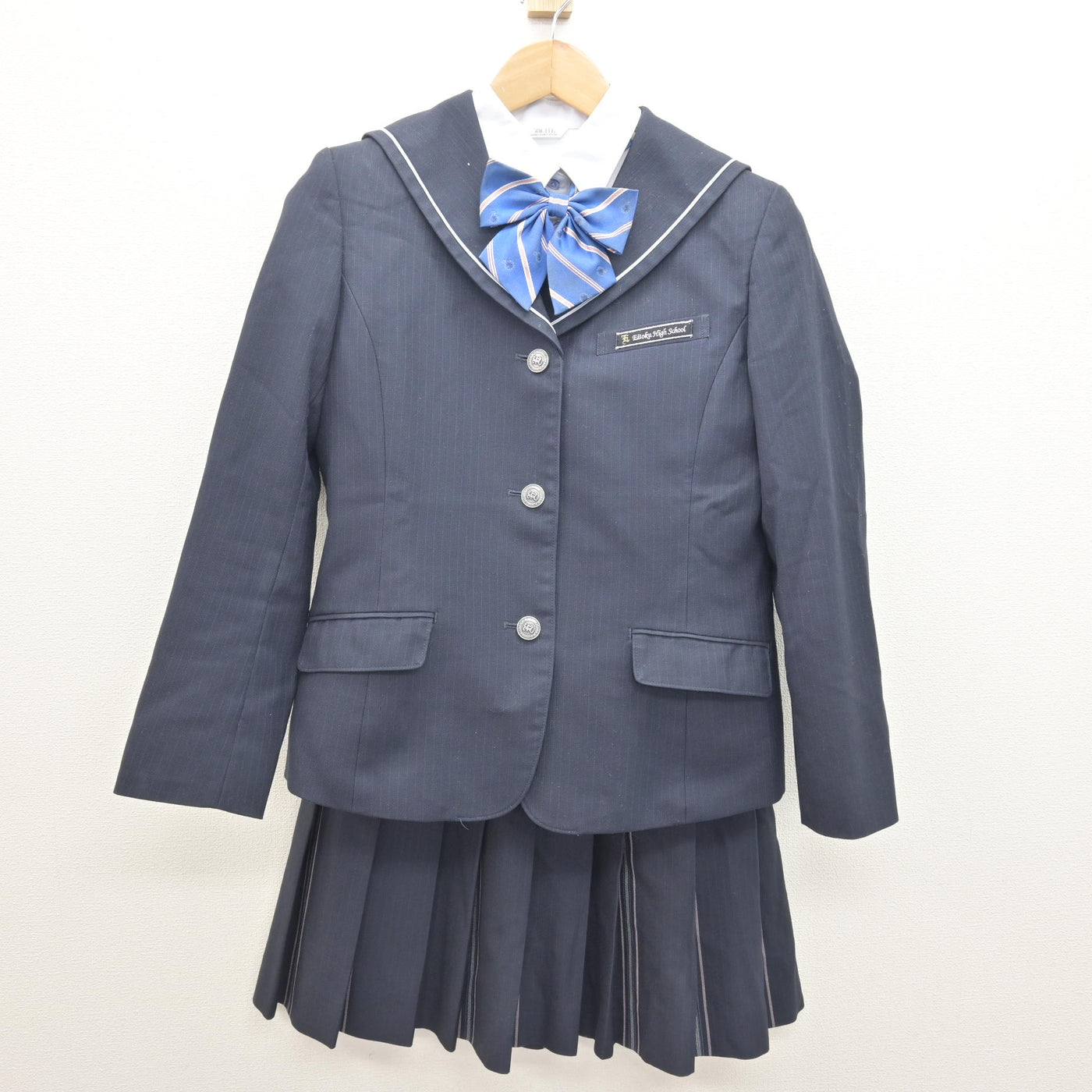 中古】愛知県 栄徳高等学校 女子制服 5点 (ブレザー・ニット・シャツ 